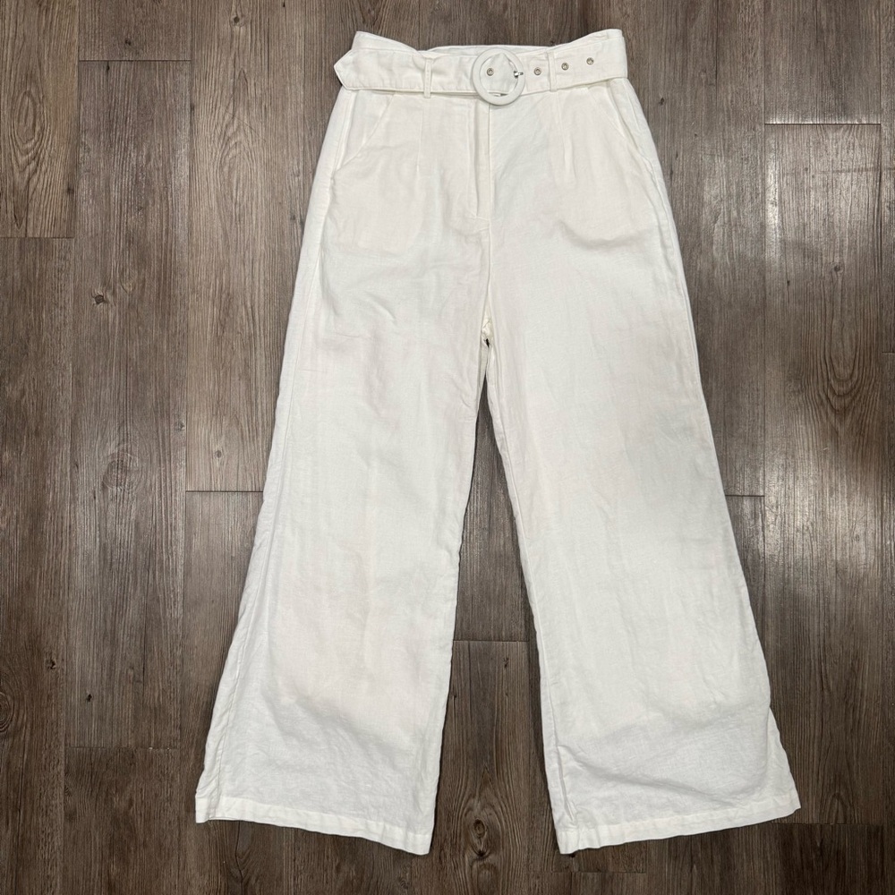 White Linen Tailored Pants Size 6